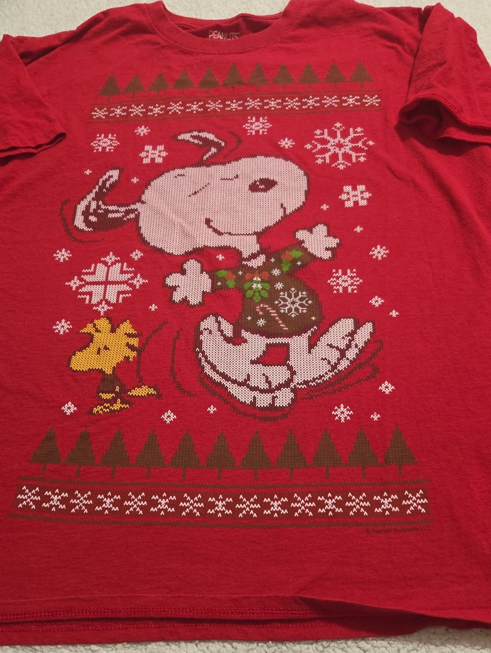 PEANUTS SNOOPY AND WOODSTOCK CHRISTMAS TSHIRT